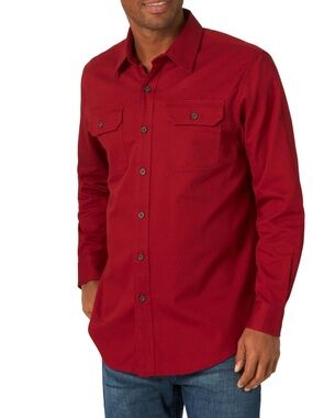 Wrangler Western Rodeo Men's Red Long Sleeve Button-Down Shirt